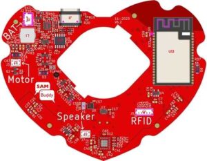 The heart of the Storytelling Hug 480 1 Front side of a PCB called
