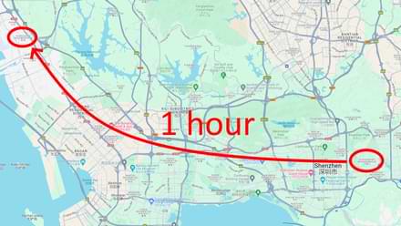 Travelling from Huaqiangbei to Bao'an Gushu takes more than one hour
